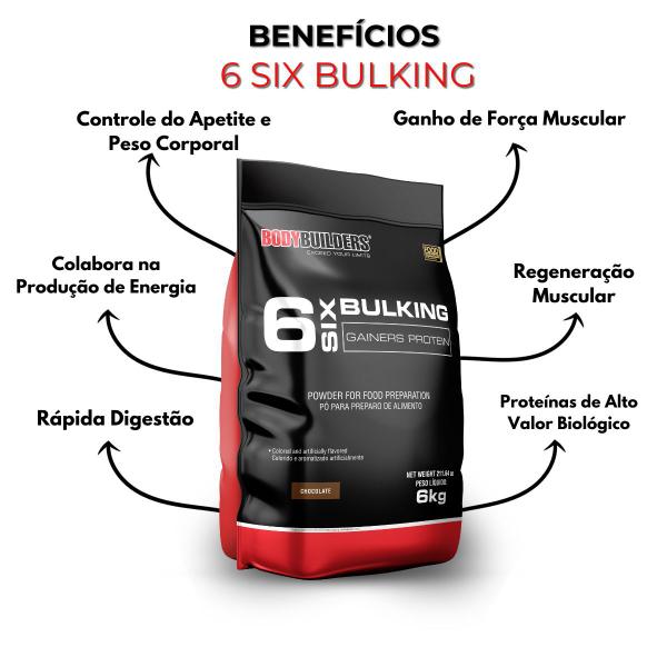 Imagem de 6 Six Bulking Gainers Protein 6kg   Bodybuilders