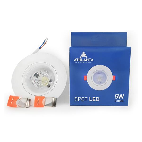 Imagem de 6 Spot LED Embutir 5W Redondo Direcionável Bivolt - Luz Branca Quente/3000K