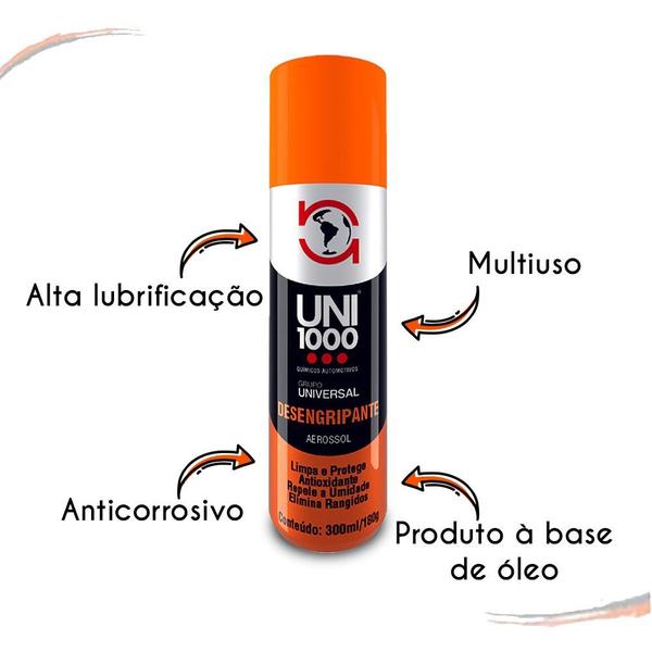 6 Spray Uni1000 Produtos Multiuso Desengripa-lubrifica 300ml - Uni 1000 Imagem de 6 Spray Uni1000 Produtos Multiuso Desengripa-lubrifica 300ml