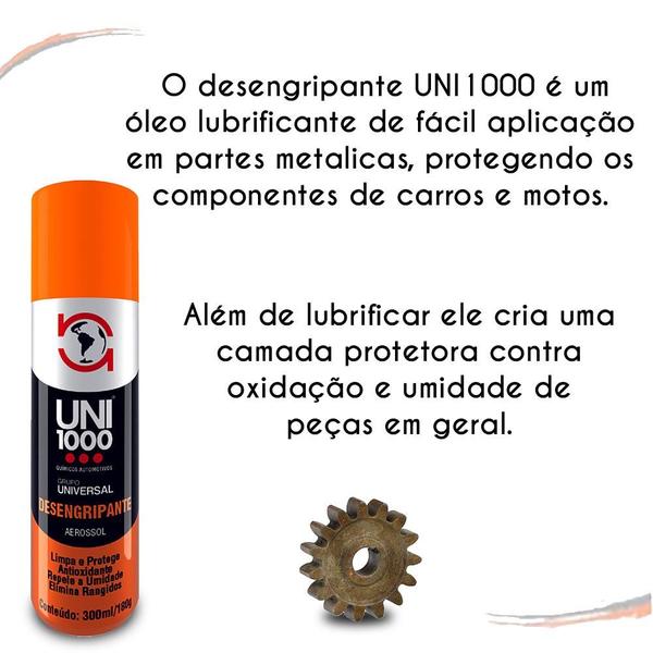 6 Spray Uni1000 Produtos Multiuso Desengripa-lubrifica 300ml - Uni 1000 Imagem de 6 Spray Uni1000 Produtos Multiuso Desengripa-lubrifica 300ml