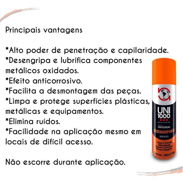 6 Spray Uni1000 Produtos Multiuso Desengripa-lubrifica 300ml - Uni 1000 Imagem de 6 Spray Uni1000 Produtos Multiuso Desengripa-lubrifica 300ml