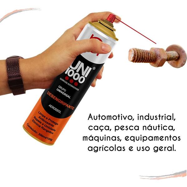 6 Spray Uni1000 Produtos Multiuso Desengripa-lubrifica 300ml - Uni 1000 Imagem de 6 Spray Uni1000 Produtos Multiuso Desengripa-lubrifica 300ml