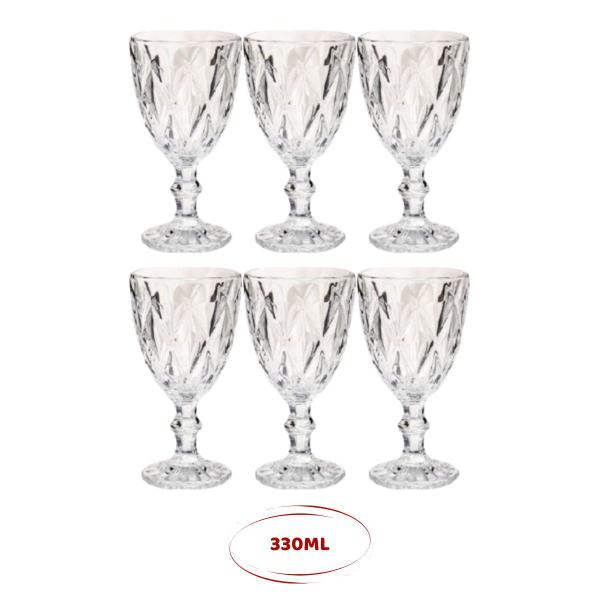 Imagem de 6 Taças Diamond 330ml Transparente Água Vinho