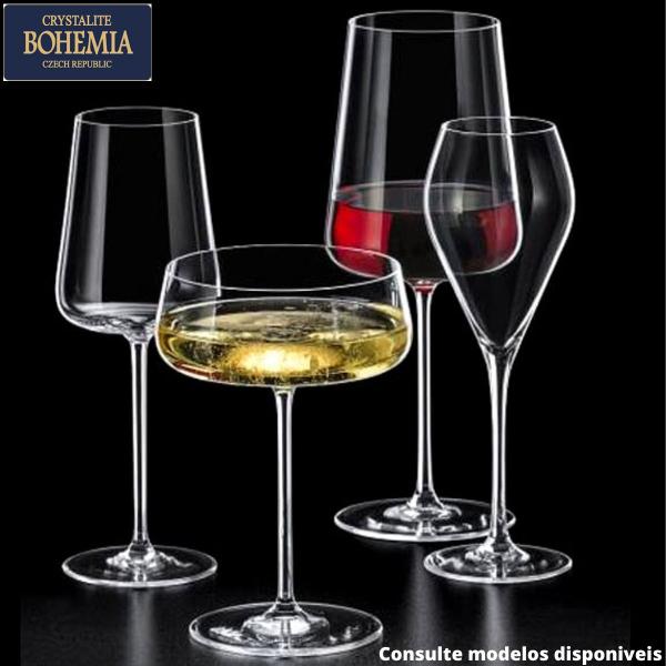 Imagem de 6 Taças Vidro Crystal Titânio Bohemia Vinho Tinto Rosê 460ml