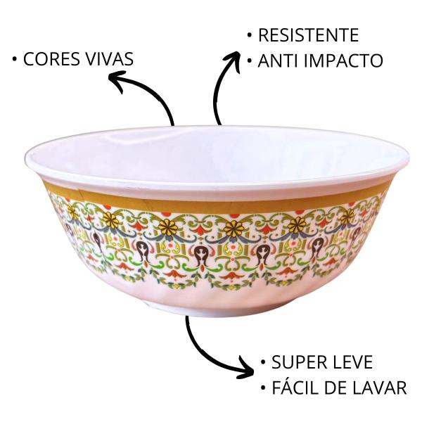 Imagem de 6 Tigelas Bowl de Melamina Decorado Para Sobremesas 830ml