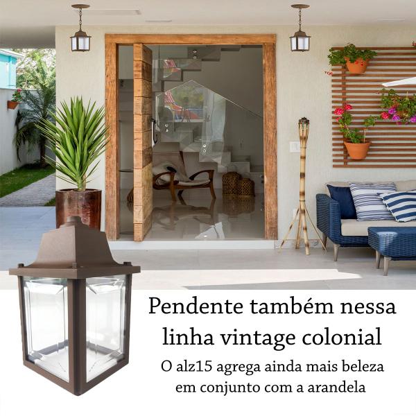 6 Un Luminaria Pendente Externo Colonial Plastico Marrom Alz15 - Acende a Luz Imagem de 6 Un Luminaria Pendente Externo Colonial Plastico Marrom Alz15