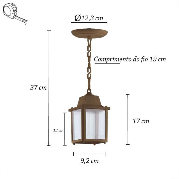6 Un Luminaria Pendente Externo Colonial Plastico Marrom Alz15 - Acende a Luz Imagem de 6 Un Luminaria Pendente Externo Colonial Plastico Marrom Alz15