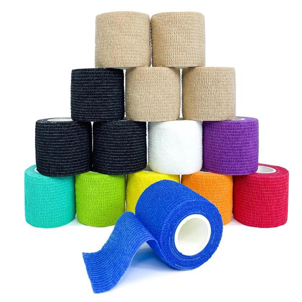 Imagem de 6 Unidades de Bandagem Coesiva Autocolante 5cm x 4,5m - Vermelho para Pets, Exercício Funcional, Tatuadores, Imobilização de Articulações