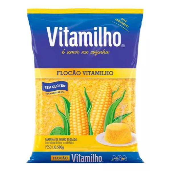 Imagem de 6 unidades - Flocão Flocao Cuscuz - Farinha de milho flocada - Vitamilho 500g cada