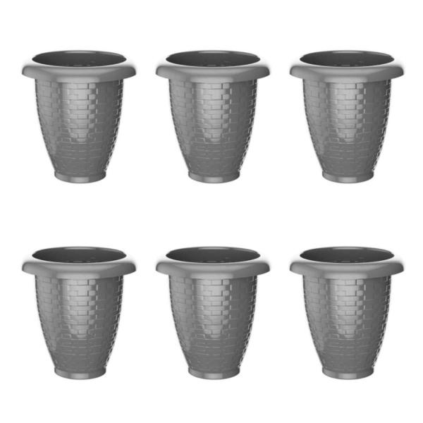 Imagem de 6 Vaso Redondo 1100L Rattan Jardim Quintal Flores