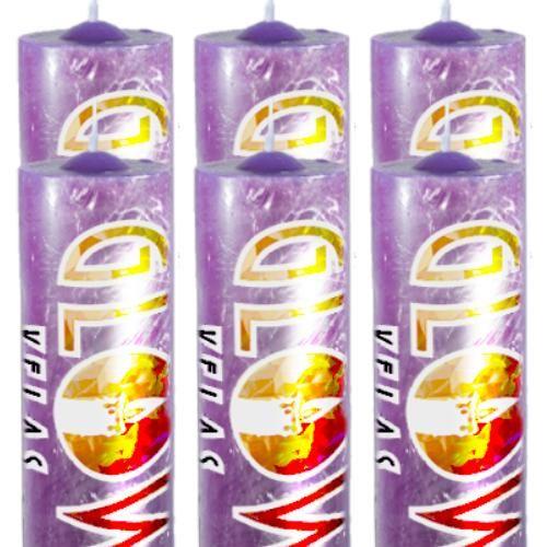 Imagem de 6 Velas De 7 Dias Roxo 100% Parafina Pura 260g