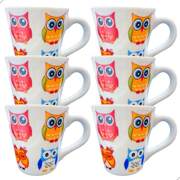 Imagem de 6 Xicaras caneca Baratas 110 ml Chá Café Cozinha envio rápido - coruja solta 301