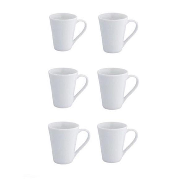 Imagem de 6 Xicaras Canecas Brancas De Porcelana Tulipa 250 Ml Para Servir Chá E Café