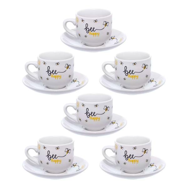 Imagem de 6 Xicaras De Porcelana Para Café Chá Leite 80ml Expresso