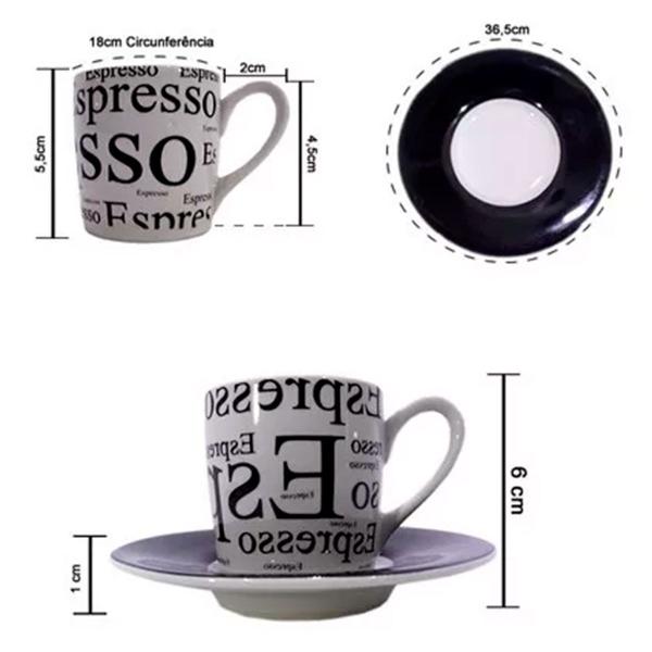 Imagem de 6 Xicaras De Porcelana Para Café Chá Leite 80ml Expresso