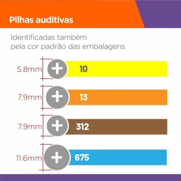 Imagem de 60 baterias pilha para aparelho auditivo extra power - 675