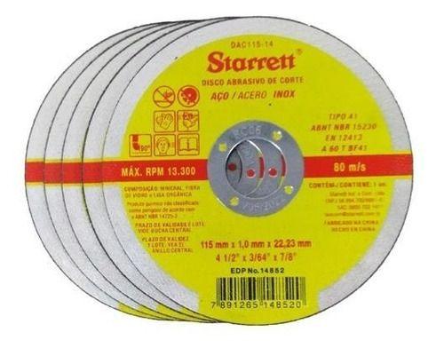 Imagem de 60 Peças Disco De Corte Inox 4.1/2 Starrett Dac115-14