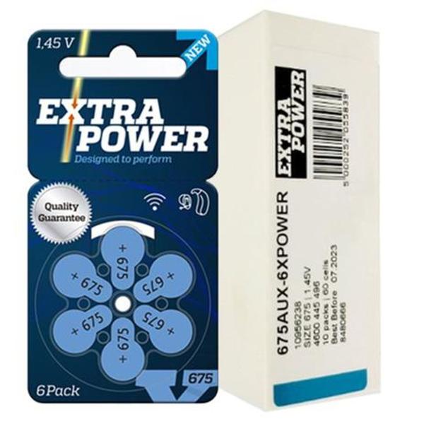 Imagem de 60 Pilhas / Baterias para Aparelho Auditivo - Extra Power - tamanho 675 (selo azul)