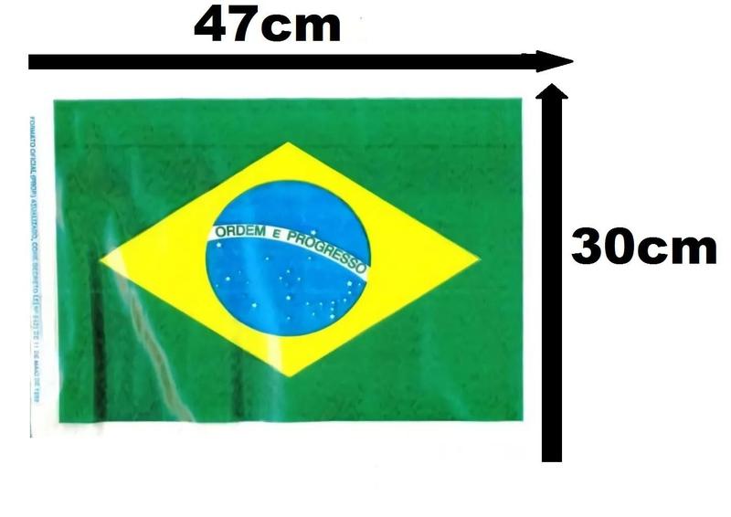 Imagem de 600 Bandeira Do Brasil P/ Varal Plástica Grande 30x47cm Nfe