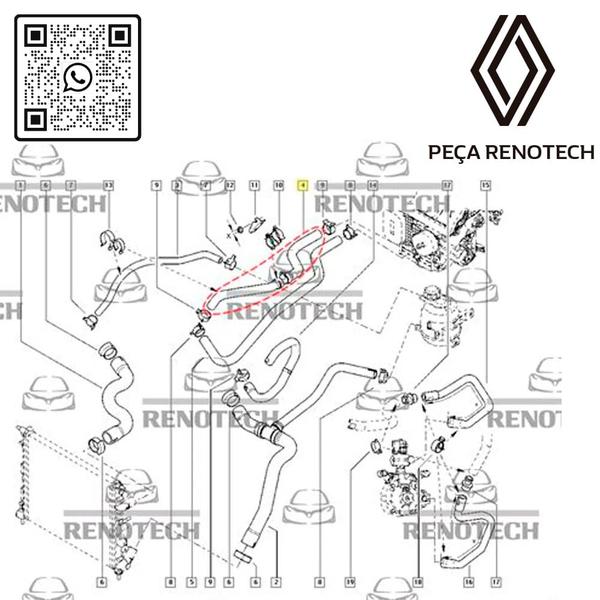 Imagem de 6001547051 - mangueira do radiador de calefação com sangrador - motor k7m 1.6 8v - de 2007 até 2014 - sandero / logan