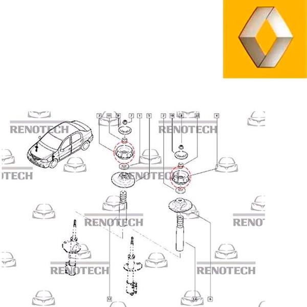 Imagem de 6001547499 - batente superior + rolamento do amortecedor dianteiro - motores - 1.0 8v / 1.0 12v / 1.0 16v / 1.6 8v / 1.6 16v / 2.0 16v - a partir de 2