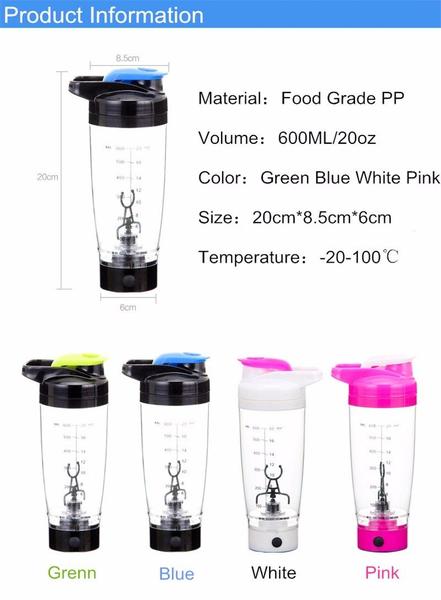 Imagem de 600ML Garrafa de água Proteína Energia Automação Café Misturador de leite Misturador de leite Intelligent Automatic Movement Drinkware600ml Garrafa de águabattle Proteinwater Bottle (rosa)