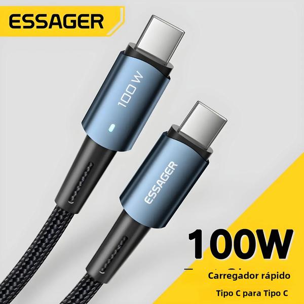 Imagem de 60w Pd100w Cabo De Carga Rápida Tipo C Para C Para Xiaomi Samsung Huawei Macbook Ipad Essager