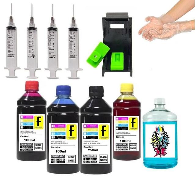 Imagem de 650ml Kit Tinta Recarga Compatível Cartucho Hp 122 662 60 Snap Fill + Manual de Instruções