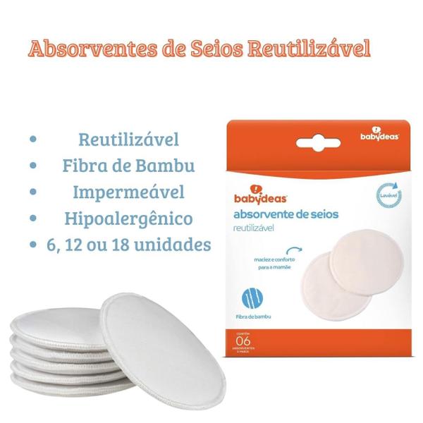 Imagem de 6un 12un 18un Absorventes de Seios Reutilizável Amamentação Fibra de Bambu Microfibra Tecido À prova d água Lavável com