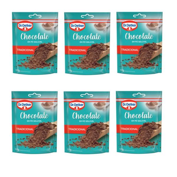 6un Chocolate em pó Tradicional Sachê 100g cada - Dr. Oetker Imagem de 6un Chocolate em pó Tradicional Sachê 100g cada - Dr. Oetker