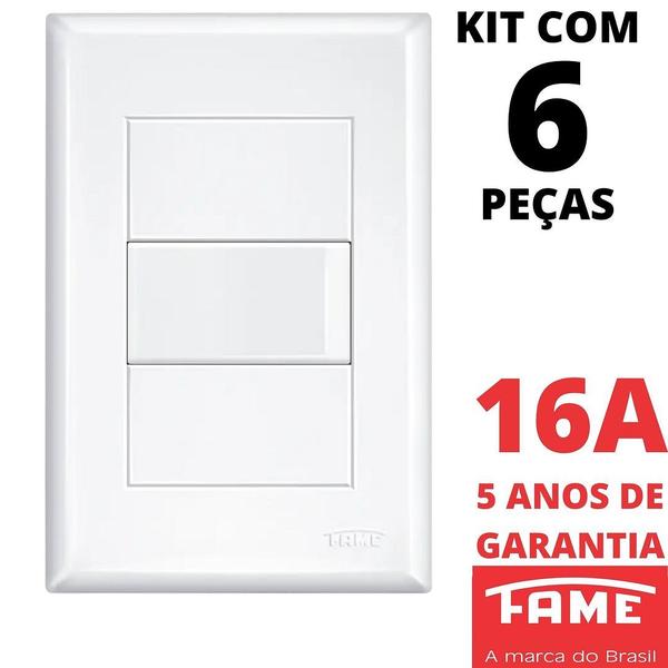 Imagem de 6un Interruptor Simples 16A Com Placa Evidence FAME