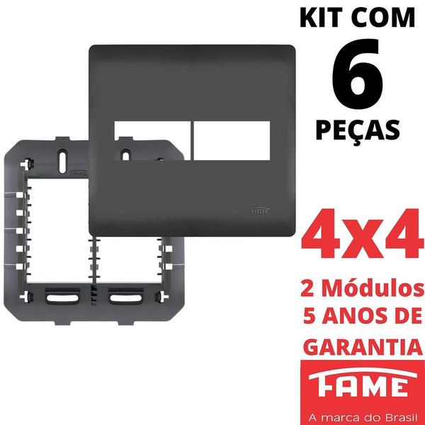 Imagem de 6un Placa 4X4 02 Módulos Com Suporte Habitat Black FAME