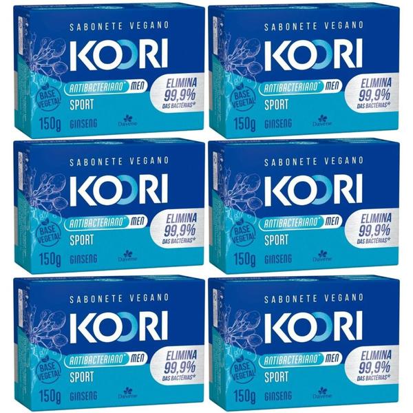 Imagem de 6UN Sabonete Vegetal Koori Antibac Sport Barra 150g Davene