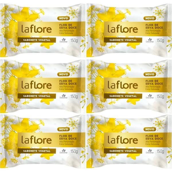 Imagem de 6UN Sabonete Vegetal La Flore Flor Erva Doce 150g Davene