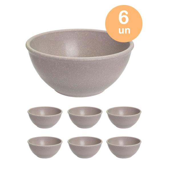 Imagem de 6un TIGELA 500ml BOWL CUMBUCA SOPA CALDO CINZA