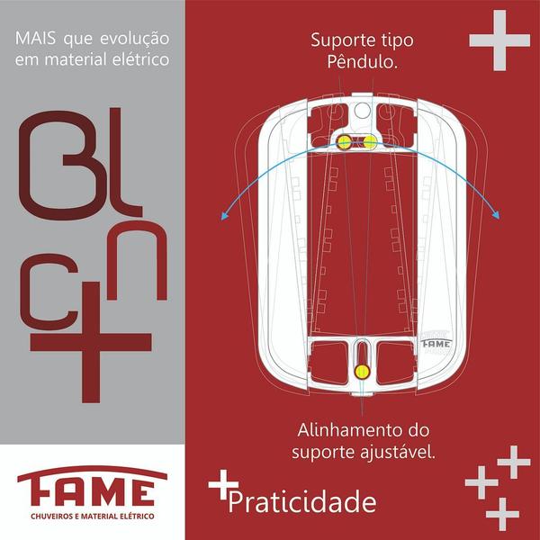 Imagem de 6un Tomada Padrão 2P+T 20A Vermelha Com Placa Blanc Mais FAME