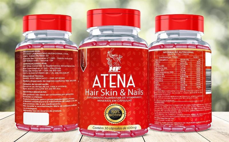 Imagem de 6X Atena Hair Skin Nails Hf Suplementos 30 Caps