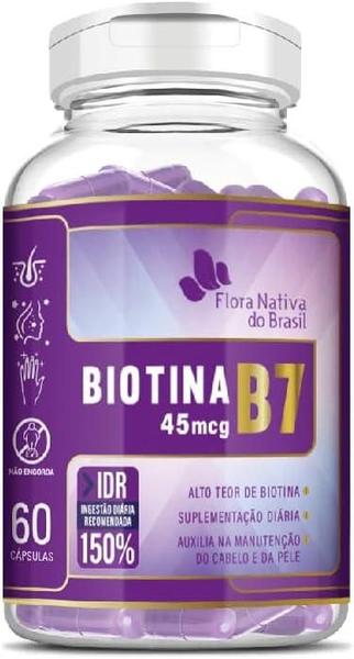 Imagem de 6x Biotina (B7) Cabelos e pele 150% IDR 60 Caps Flora Nativa