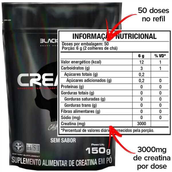 Imagem de 6x Creatine Turbo Monohidratada Black Skull  6un x Refil 300g Sem Sabor