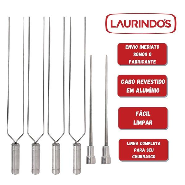 Imagem de 6x Espetos De Inox Lâmina 40cm Duplo/Coração Para Churrasco