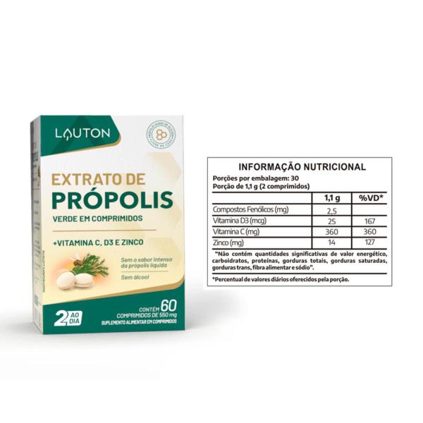 6x Extrato de Própolis Verde + Vit C + D3 + Zinco Lauton 60 Cápsulas Imagem de 6x Extrato de Própolis Verde + Vit C + D3 + Zinco Lauton 60 Cápsulas