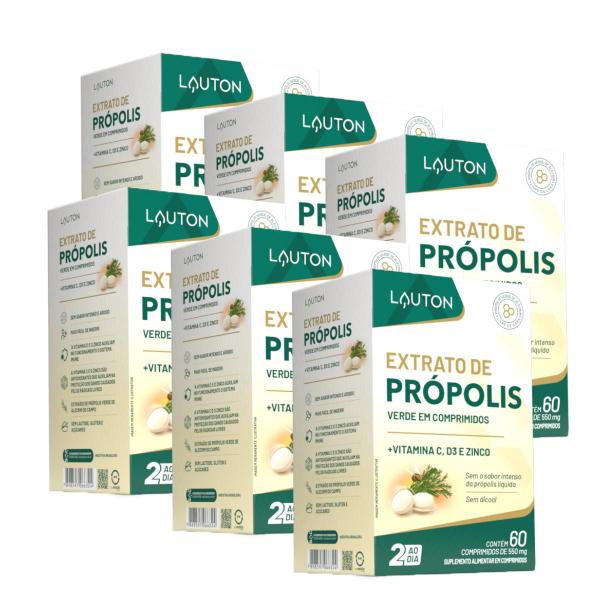 6x Extrato de Própolis Verde + Vit C + D3 + Zinco Lauton 60 Cápsulas Imagem de 6x Extrato de Própolis Verde + Vit C + D3 + Zinco Lauton 60 Cápsulas