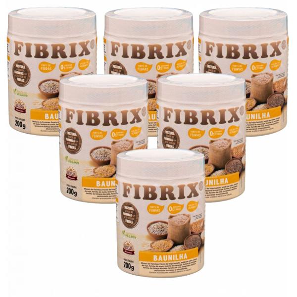 Imagem de 6x Fibrix Baunilha - Fibras Alimentares - Vegano - 200g