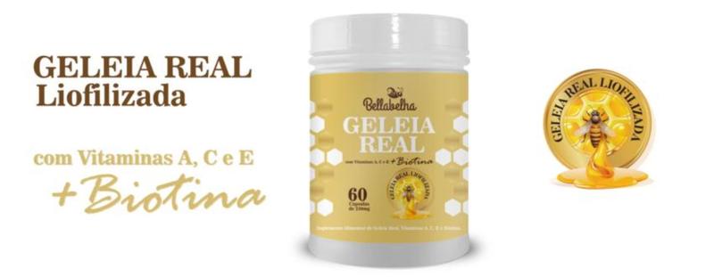 Imagem de 6x Geleia Real com Biotina- Vitaminas A ,C, E- 60 Cápsulas