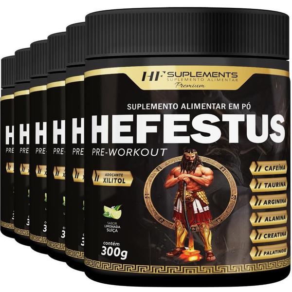 Imagem de 6X Hefestus Pré Treino 300G Limonada Suiça Hf Suplements