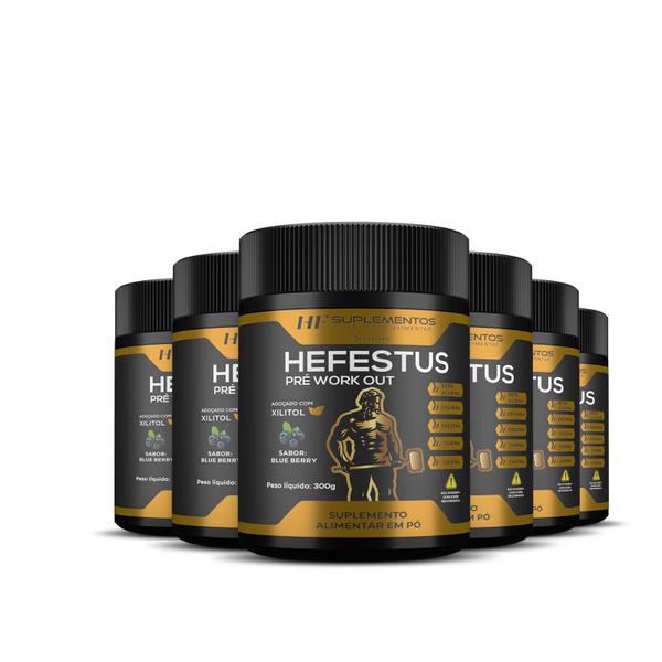 6x HEFESTUS PRÉ-WORKOUT 300G SABOR BLUEBERRY HF SUPLEMENTOS Imagem de 6x HEFESTUS PRÉ-WORKOUT 300G SABOR BLUEBERRY HF SUPLEMENTOS