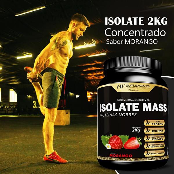 Imagem de 6x isolate mass hipercalorico proteinas nobres 2kg morango