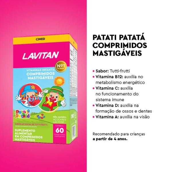 Imagem de 6x Lavitan Infantil Patati Patatá - Tutti Frutti - 60 Comprimidos Mastigáveis - Cimed