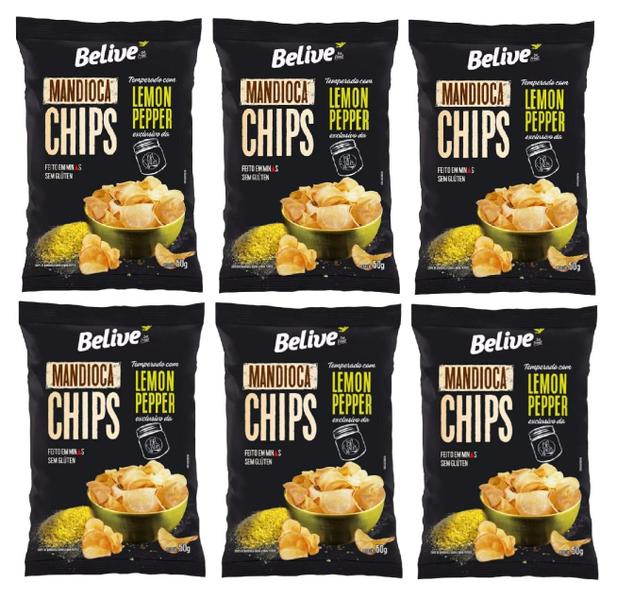 Imagem de 6x Mandioca Chips Lemon Pepper Belive 50g