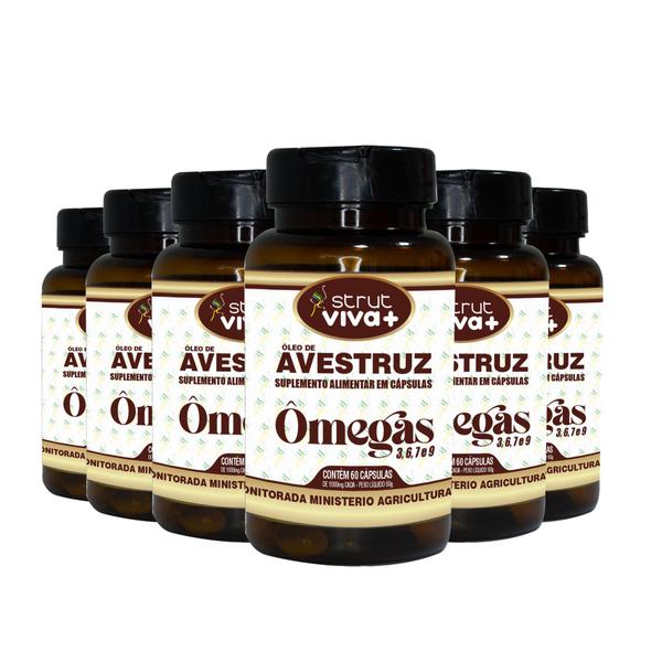 6x oleo de avestruz 60caps 1.000mg strut omega 3 6 7 9 - Genuinamente Strut Imagem de 6x oleo de avestruz 60caps 1.000mg strut omega 3 6 7 9
